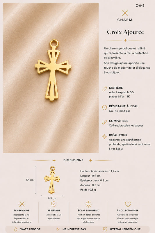 C-043 charm Croix ajourée