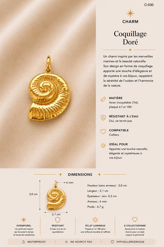 C-030 charm Coquillage doré