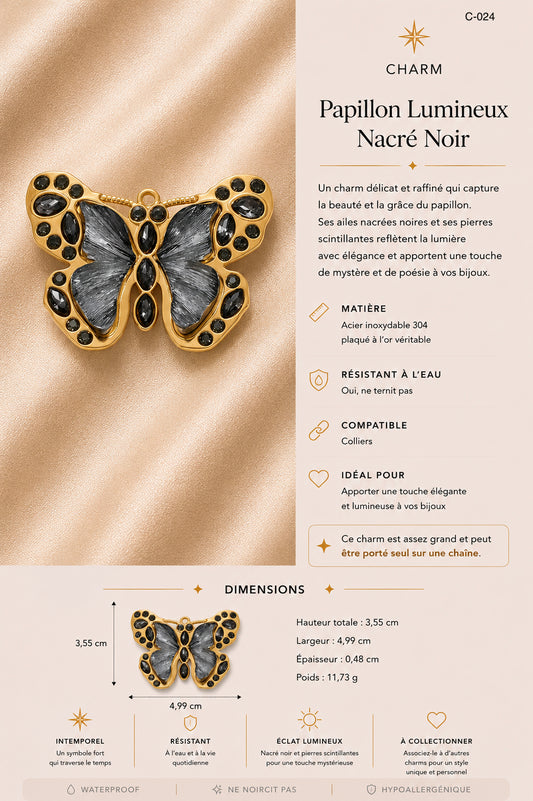 C-024 Charm Papillon lumineux gris