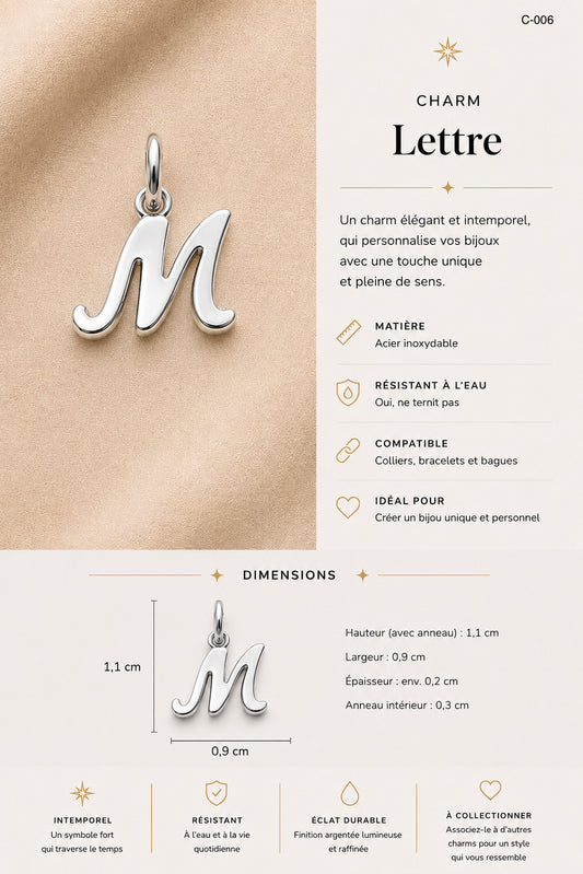 C-006 Charm lettre argent