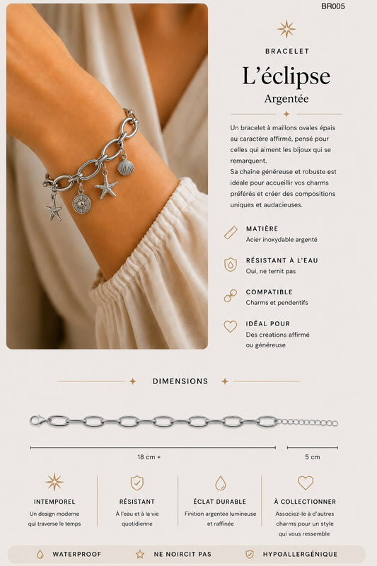 Bracelet maille épaisse - L’éclipse - argent BR005