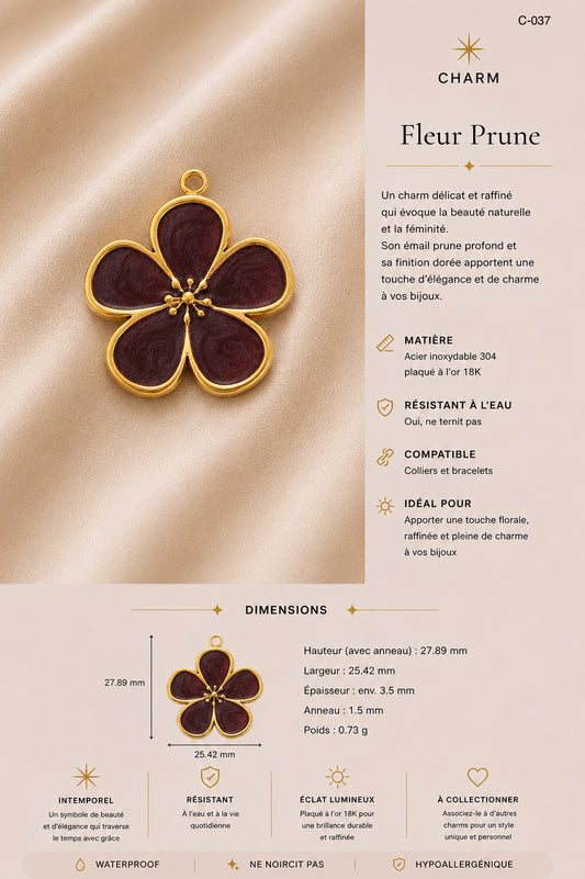 C-037 charm Fleur prune