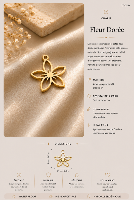 C-056 charm Fleur étoilée dorée