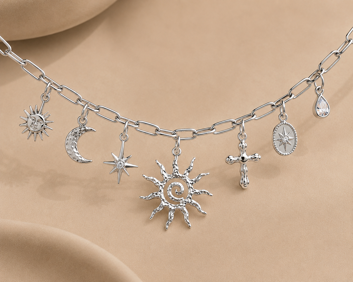 C-002 charm soleil spirale argent