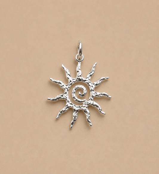 C-002 charm soleil spirale argent