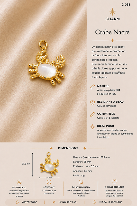 C-038 charm Crabe nacré