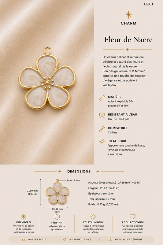 C-031 charm Fleur de nacre - rosée