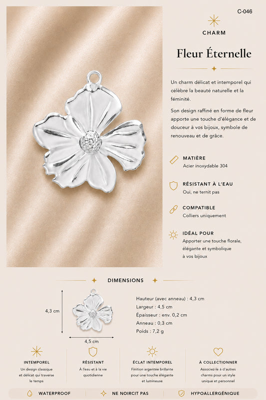 C-046 charm Fleur éternelle - argenté