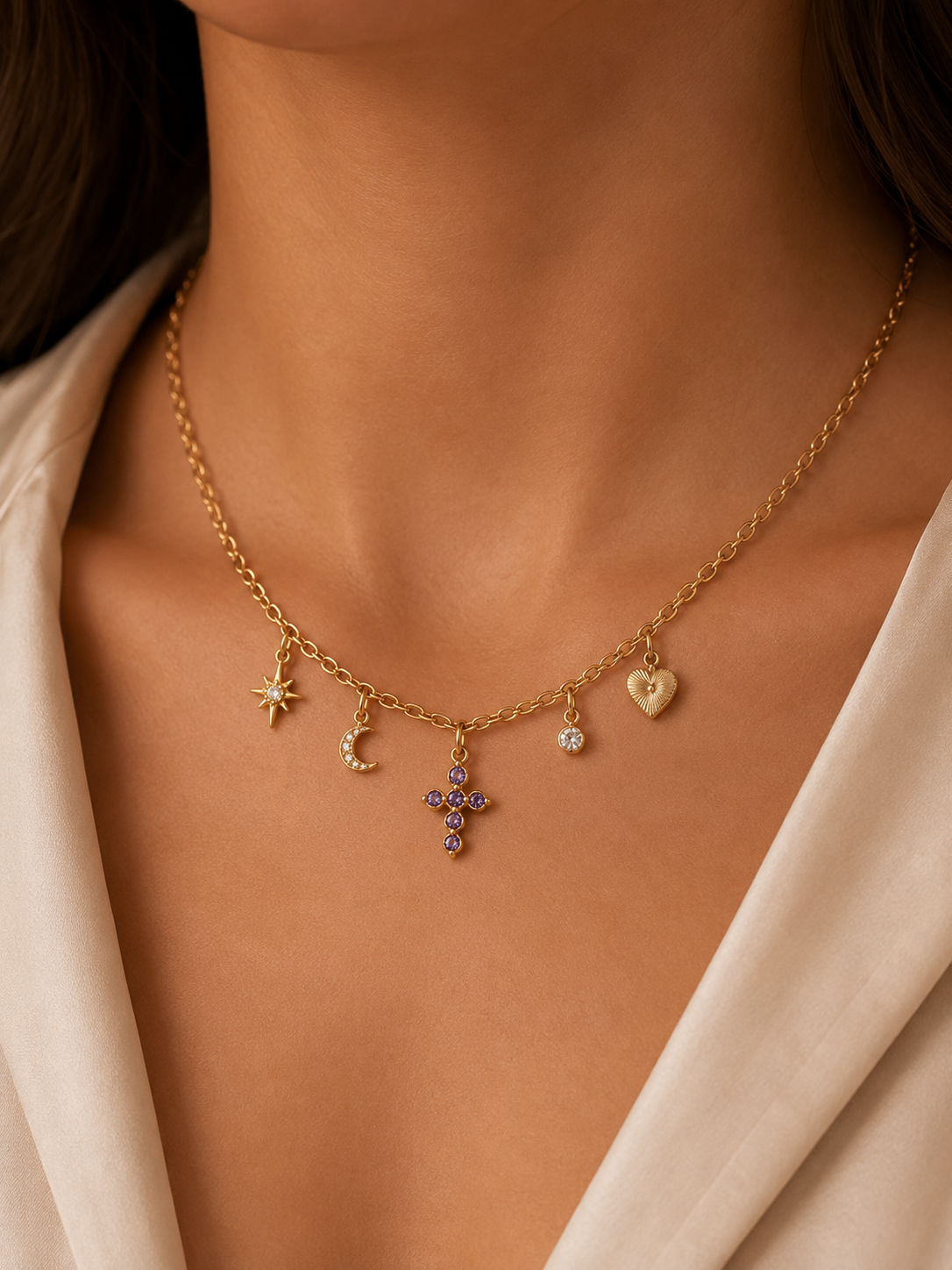 C-016 Charm Croix Améthyste