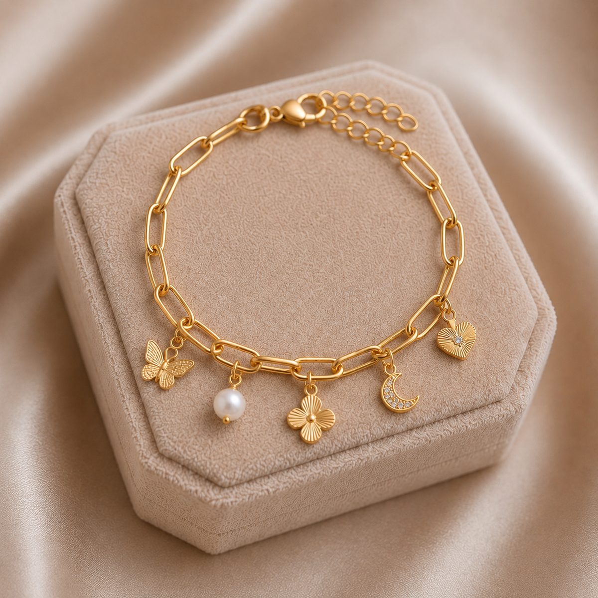 Bracelet maille moyenne - L’aurore - Doré - BR004