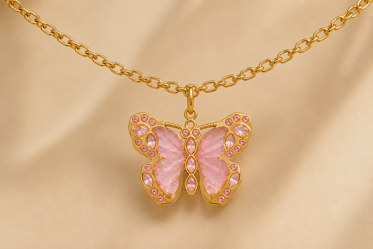 C-022 Charm Papillon lumineux - rose