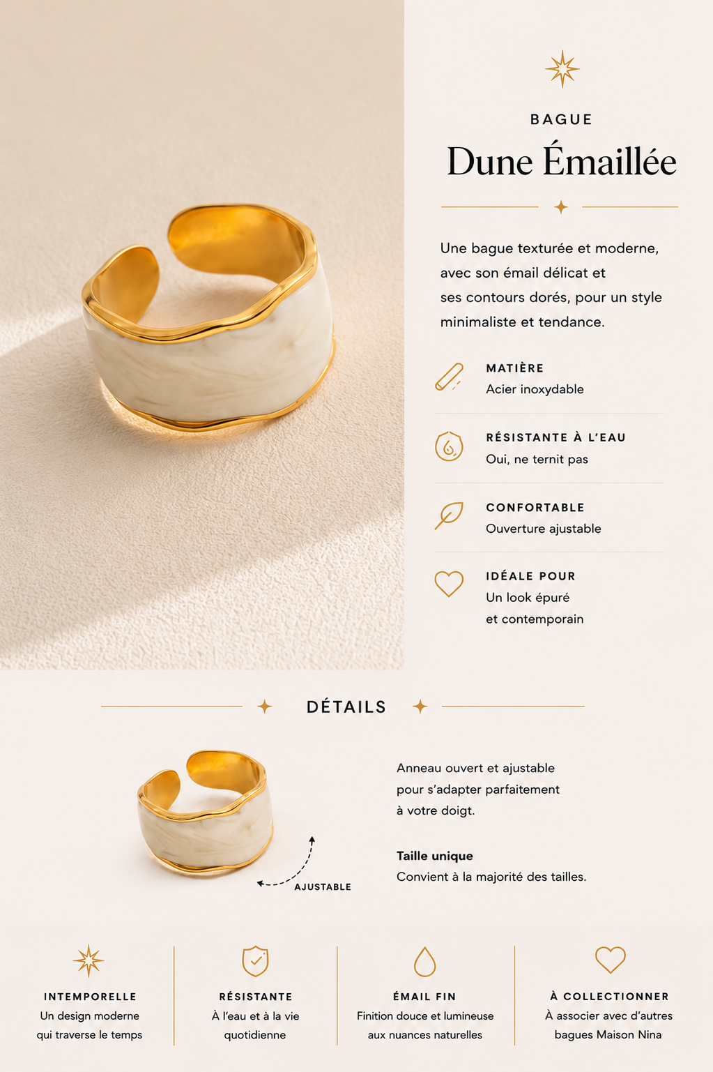 Bague Dune émaillée
