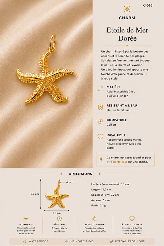 C-026 Charm Étoile de mer dorée