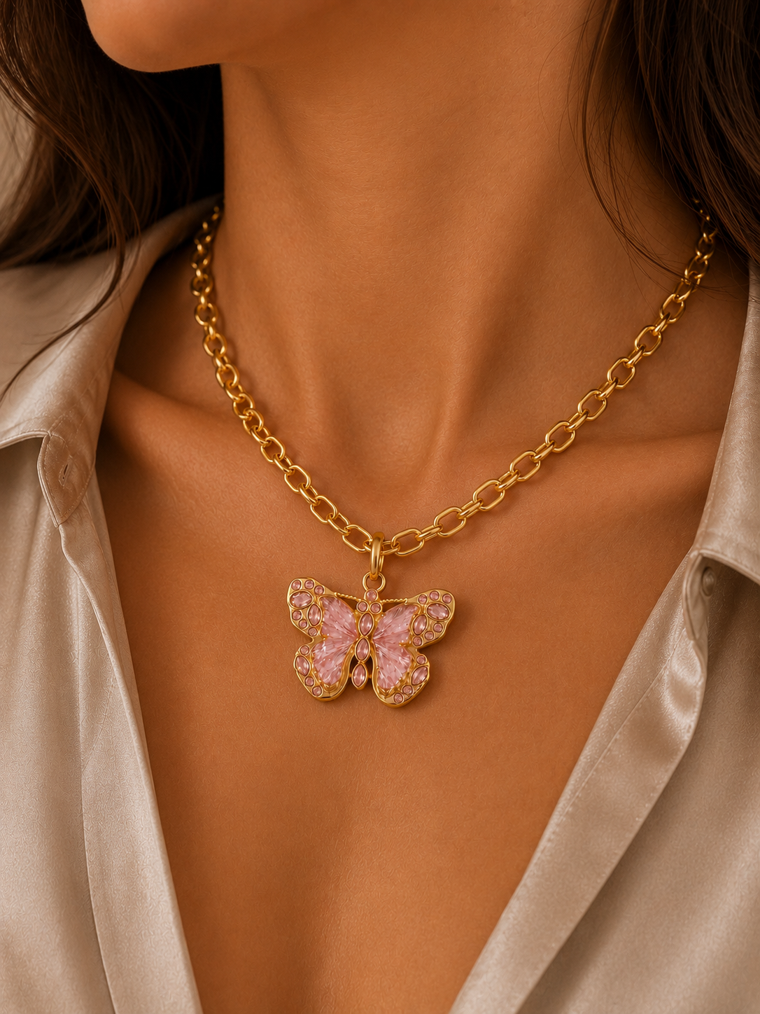 C-022 Charm Papillon lumineux - rose
