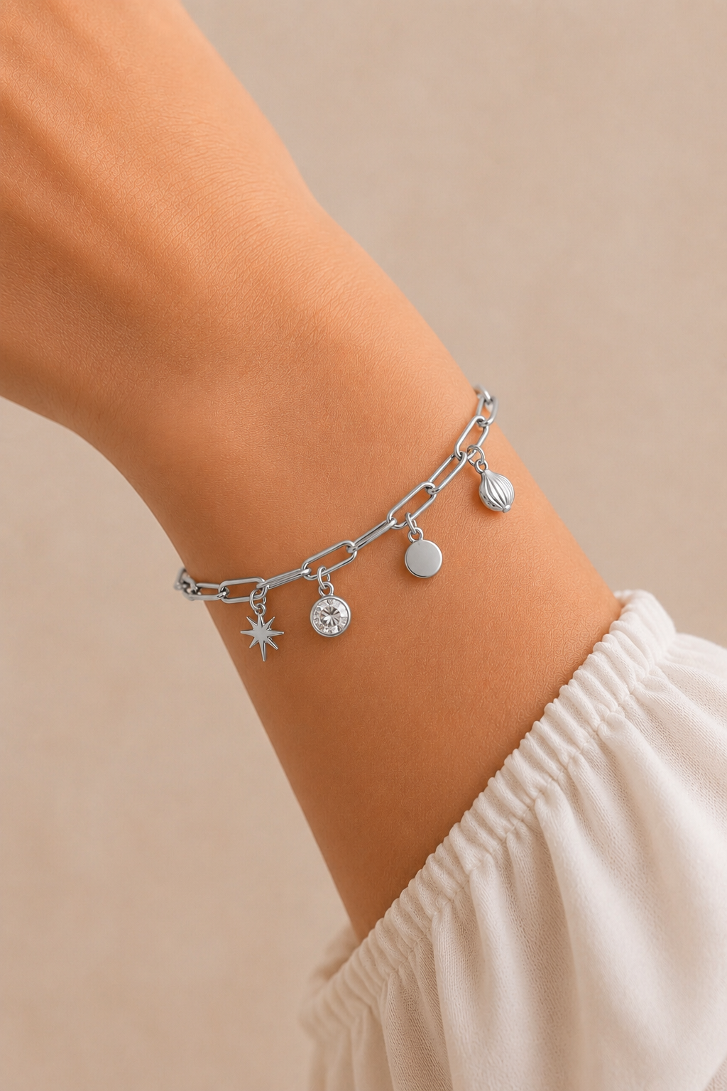 Bracelet maille moyenne - L’aurore - argent BR003