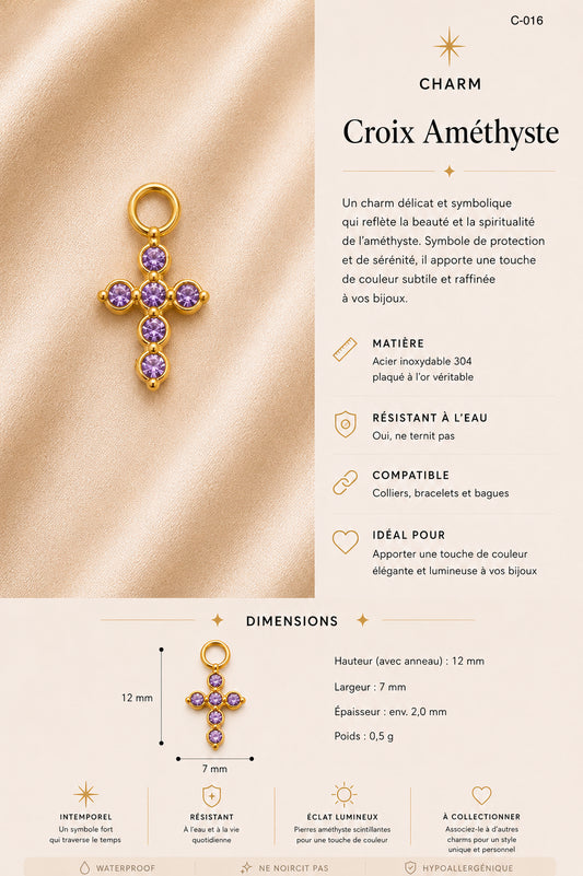C-016 Charm Croix Améthyste