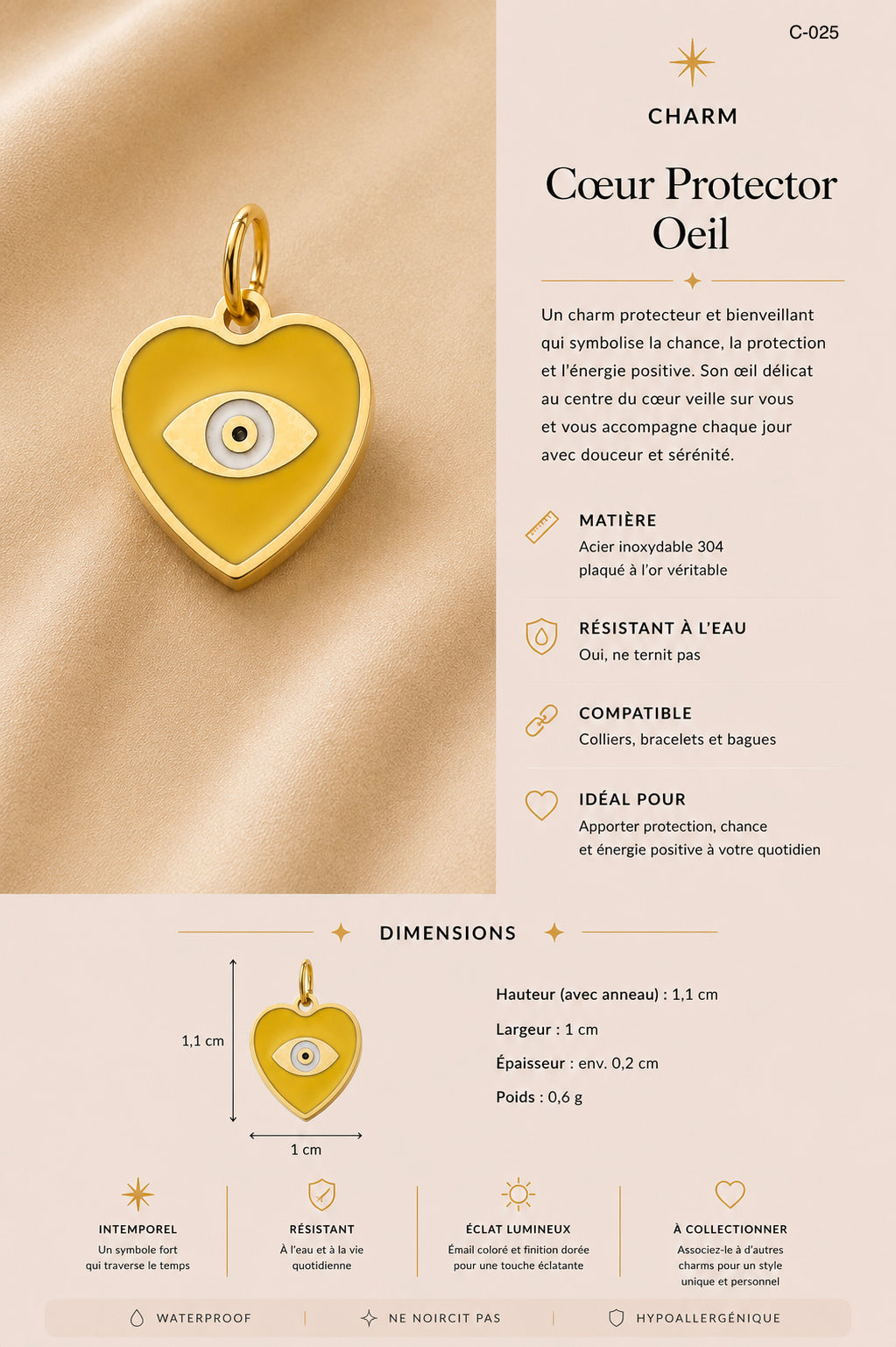 C-025 Charm Coeur protecteur