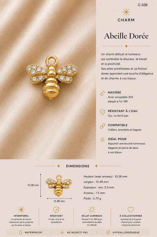 C-036 charm Abeille dorée