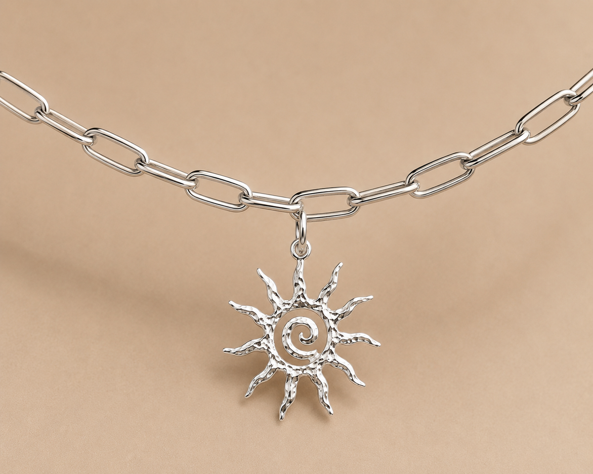 C-002 charm soleil spirale argent