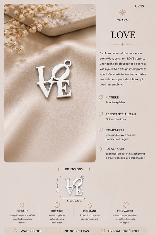C-055 charm LOVE argenté