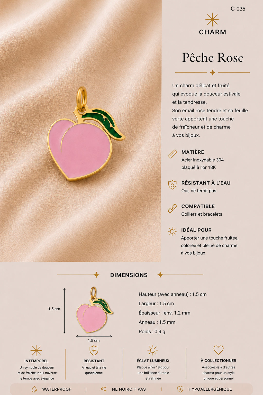 C-035 charm Pêche rose
