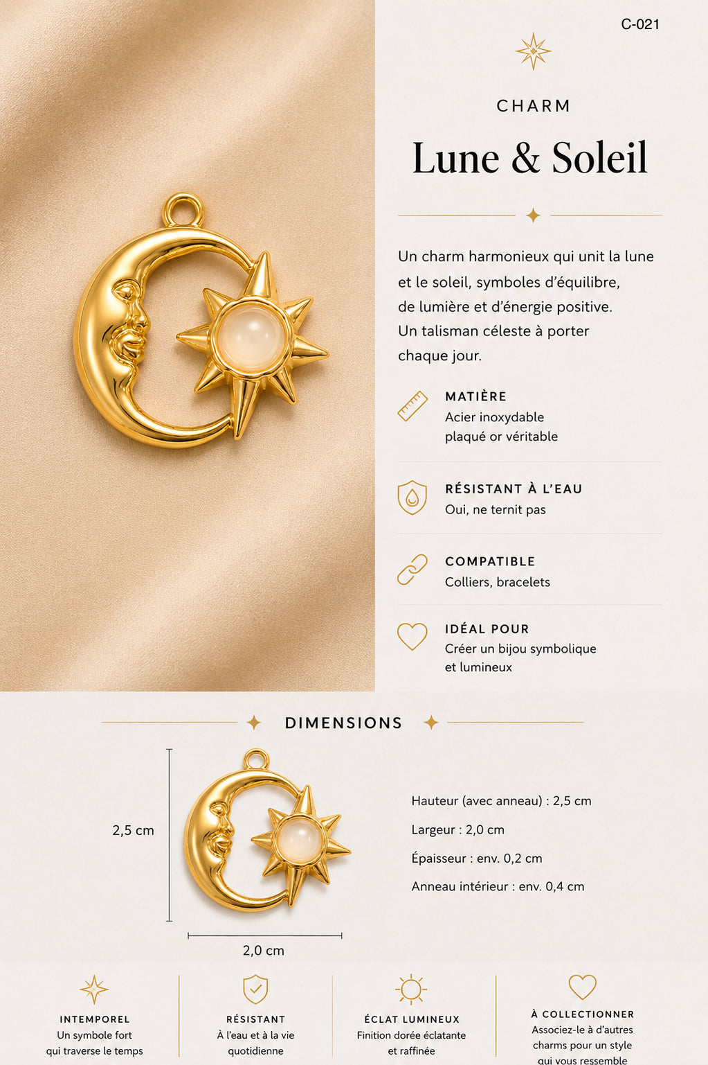 C-021 Charm Lune & soleil