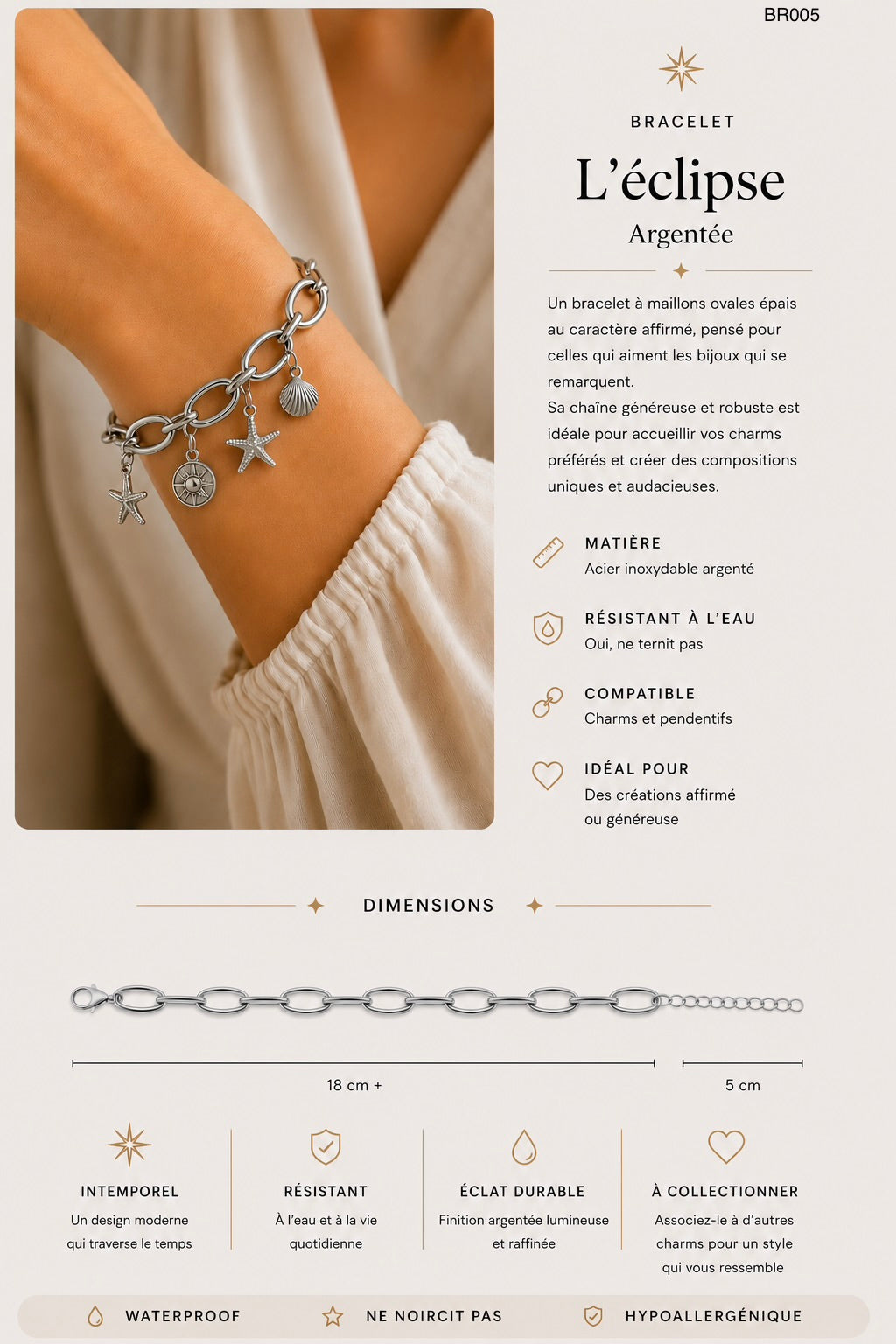 Bracelet maille épaisse - L’éclipse - argent BR005