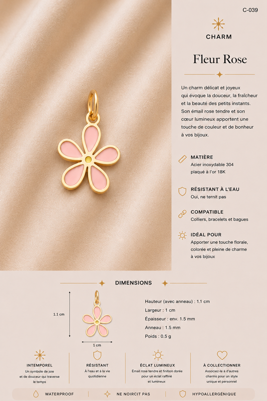 C-039 charm Fleur rose