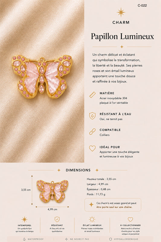 C-022 Charm Papillon lumineux - rose