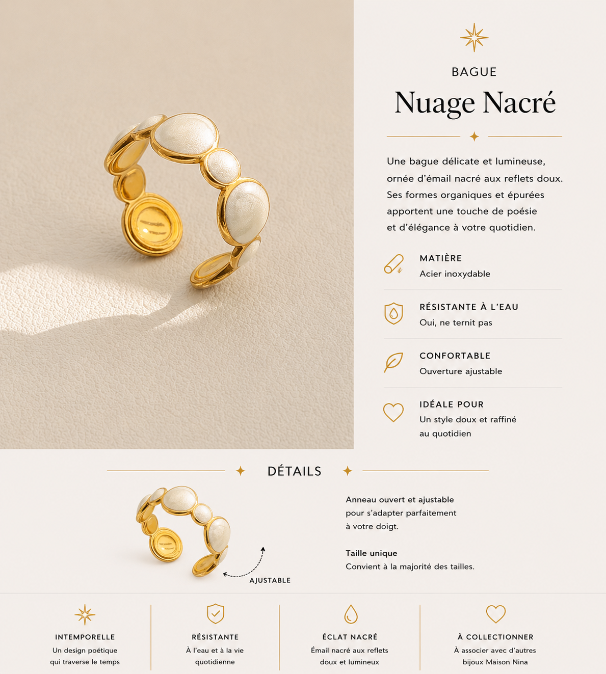 Bague Nuage nacré