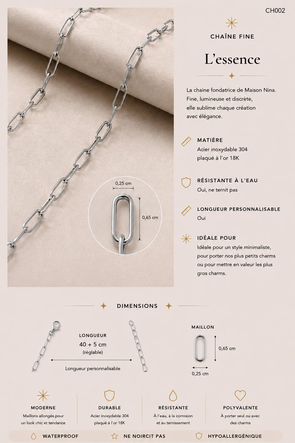 Chaîne fine - L’essence - argent CH002