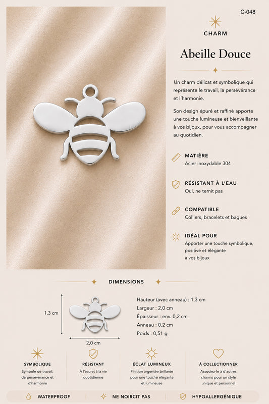 C-048 charm Abeille douce - argentée