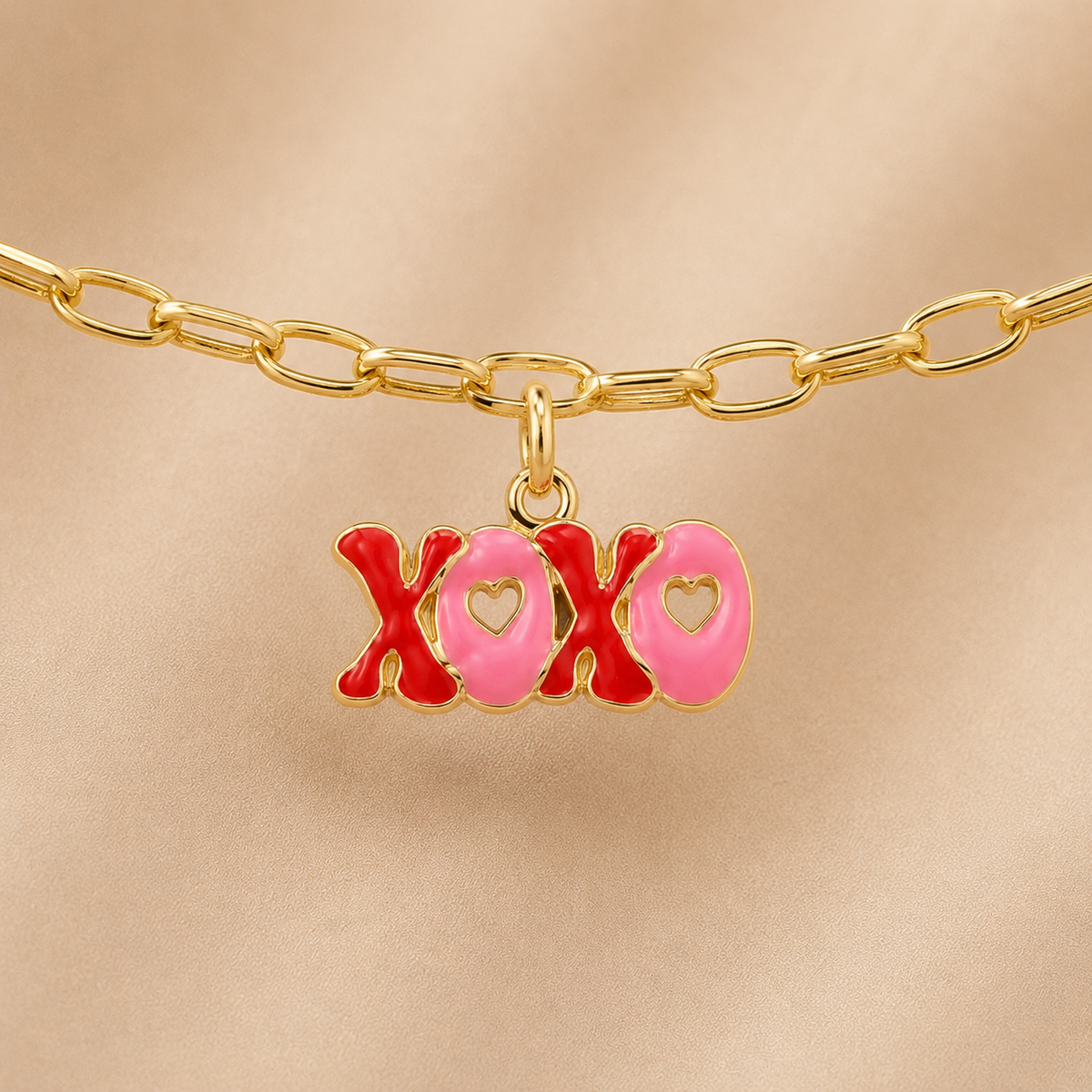 C-007  Charm XoXo rose et rouge