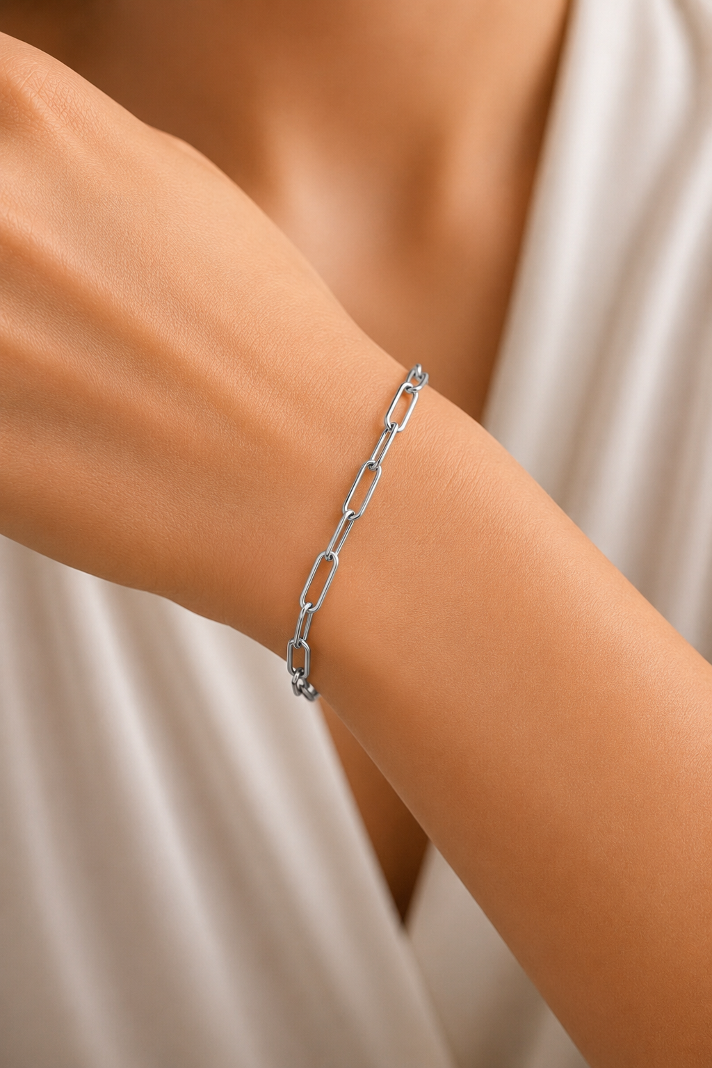Bracelet maille moyenne - L’aurore - argent BR003