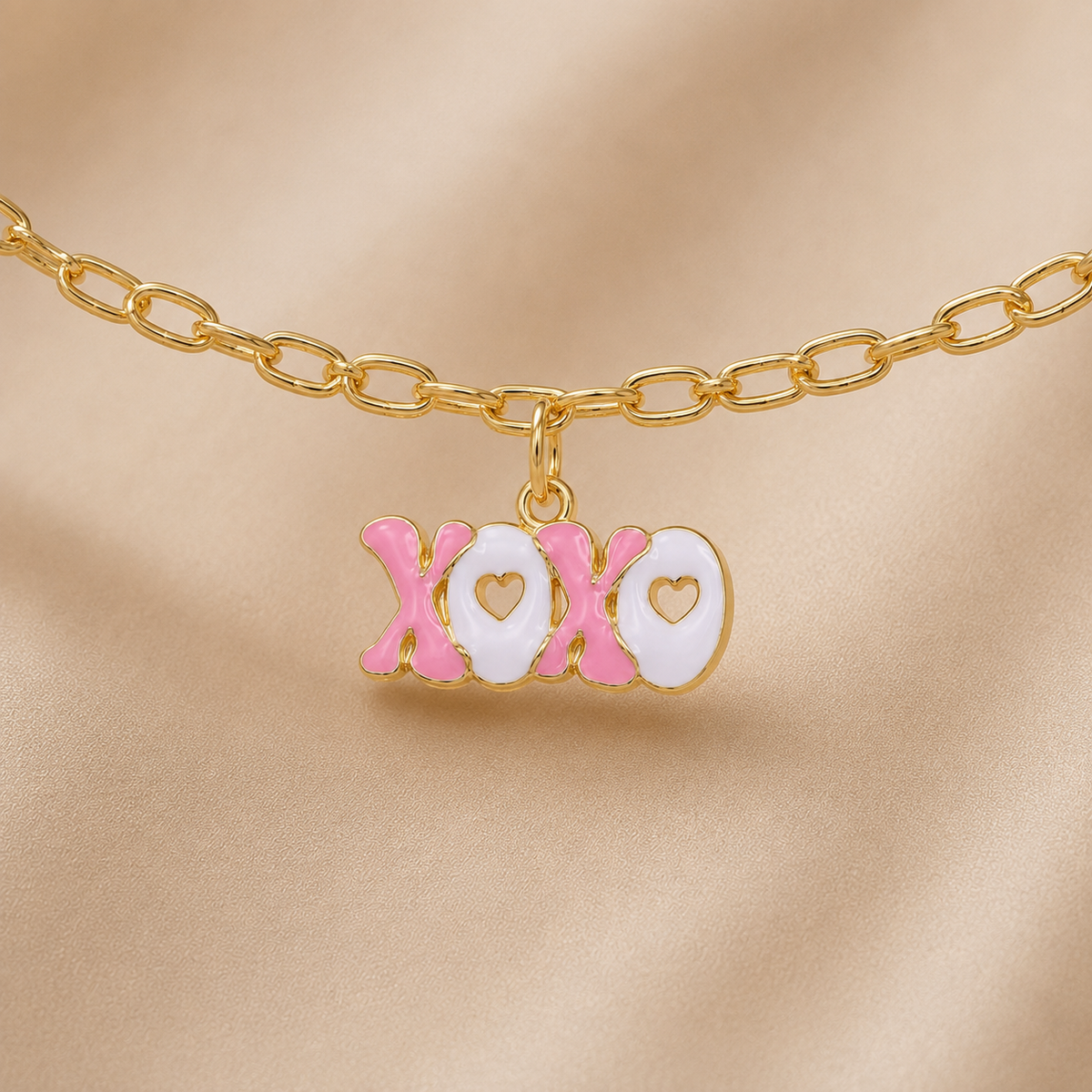 C-008  Charm XoXo rose et blanc