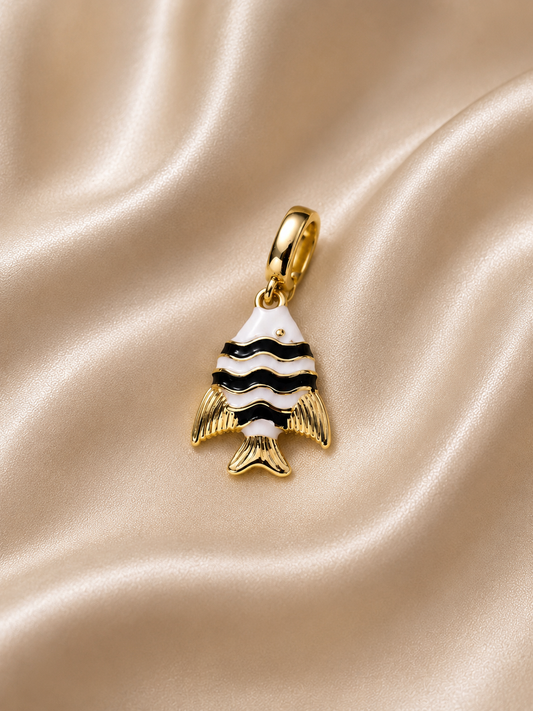 C-059 charm Poisson blanc et noir